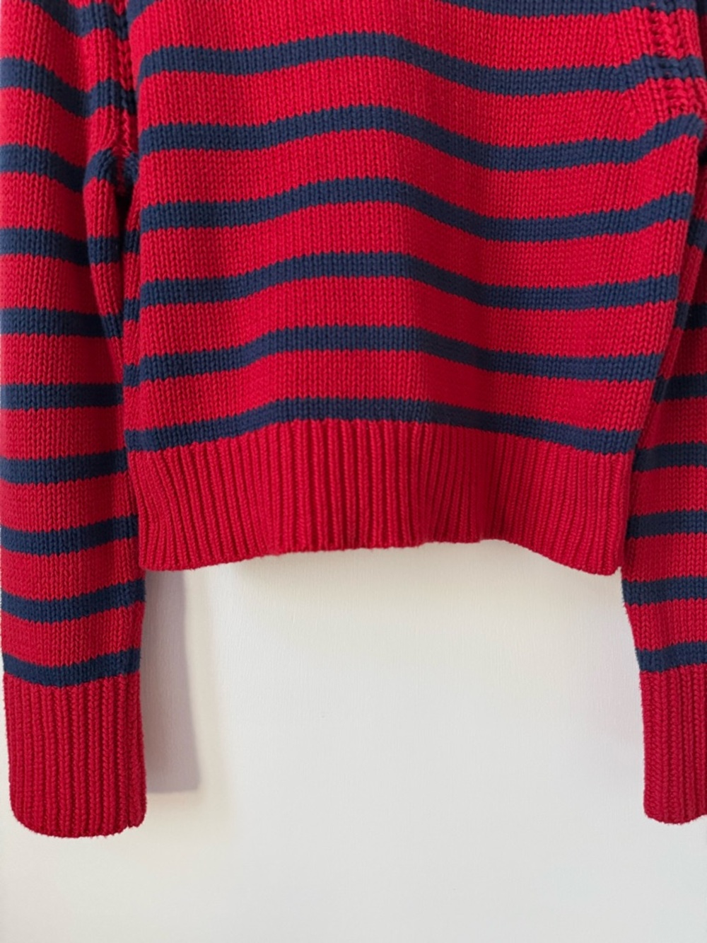 NWT J.Crew Heritage Cotton Rollneck Sweater in Red and Blue Stripe - Picture 7 of 12